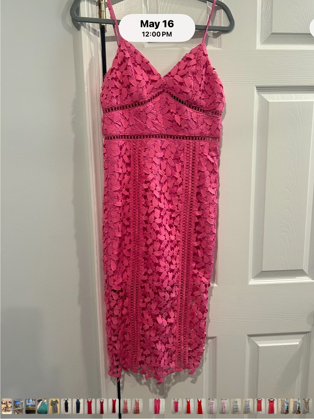 Bardot Hot Pink Lace-Detail Slip Dress